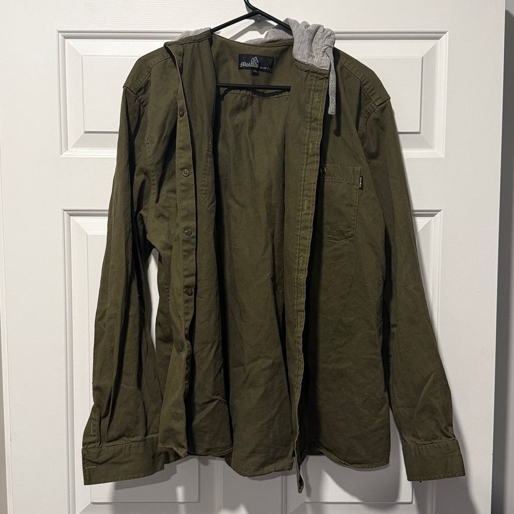 Men's Olive Green Lightweight Shirt Jacket